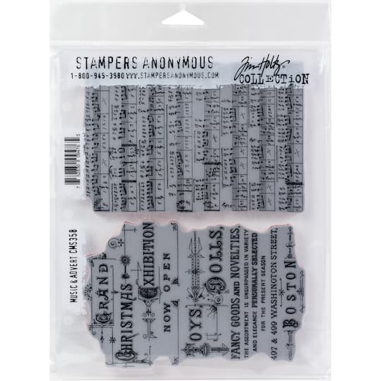 Stampers Anonymous Tim Holtz&#xAE; Music &#x26; Advert Cling Stamps